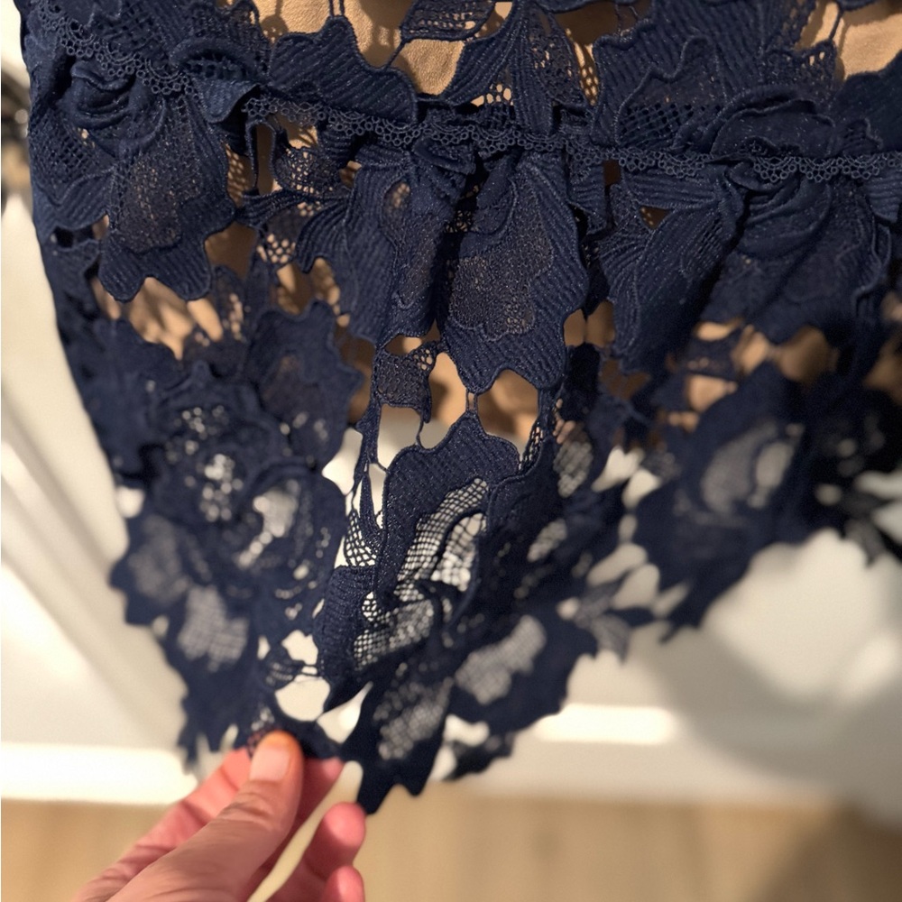 Adelyn Rae Navy Floral Lace Mini Dress - Picture 8 of 16